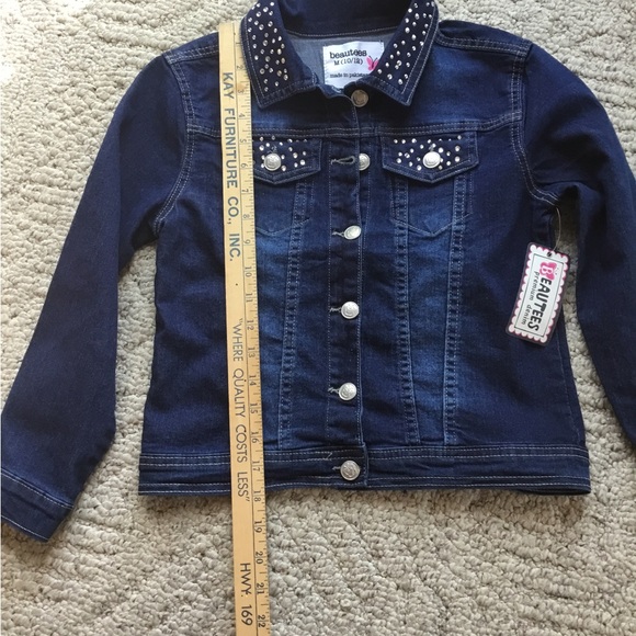 Blinged out Girls Denim Jacket       NWT - Picture 2 of 6